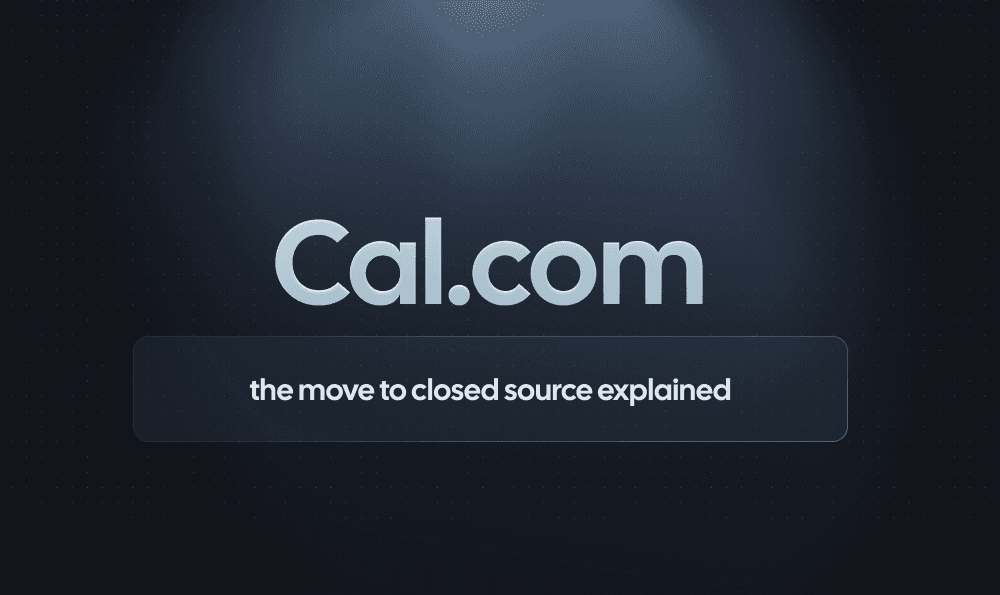 Cal.com logo with closed source announcement text