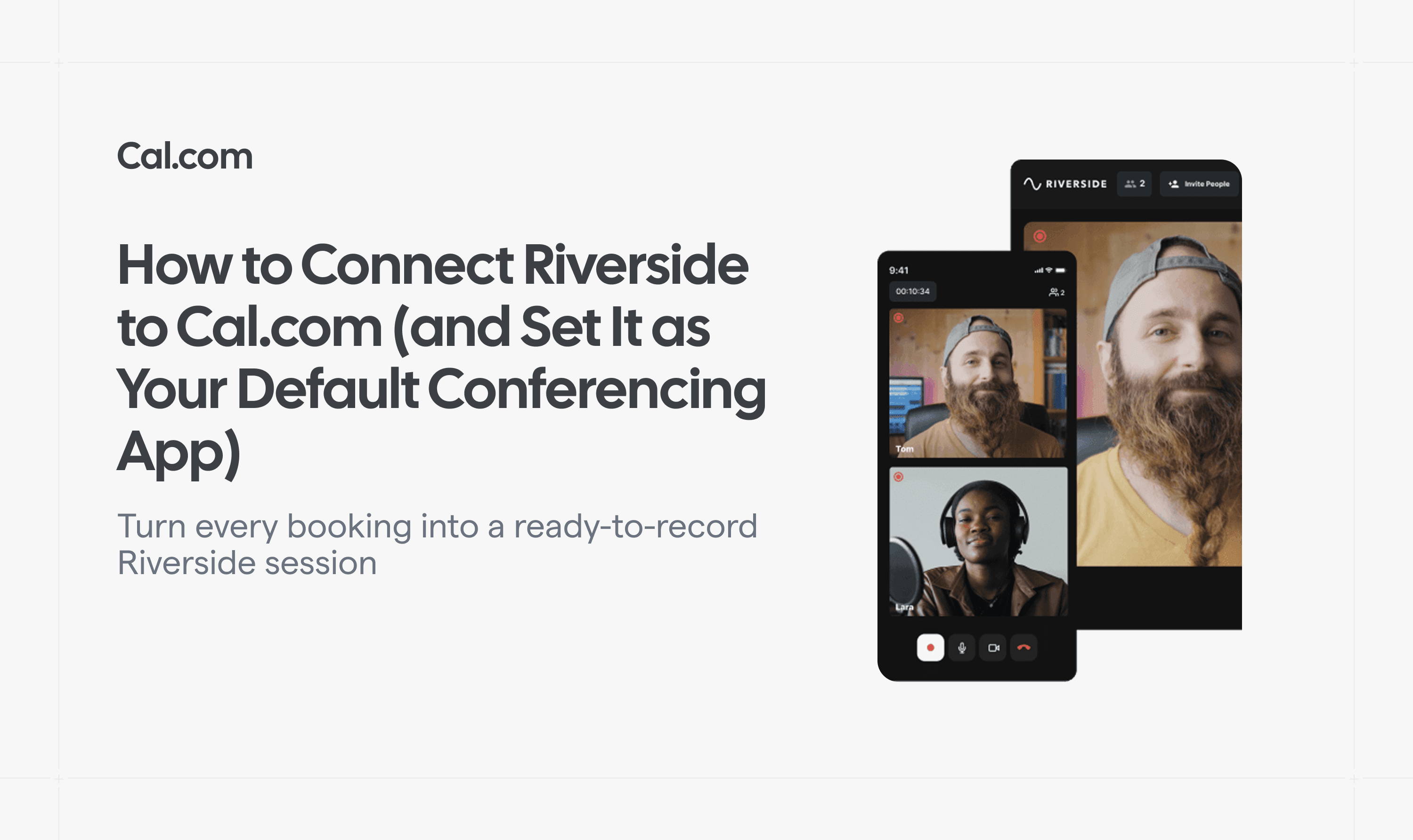Cal.com blog banner for Riverside conferencing integration