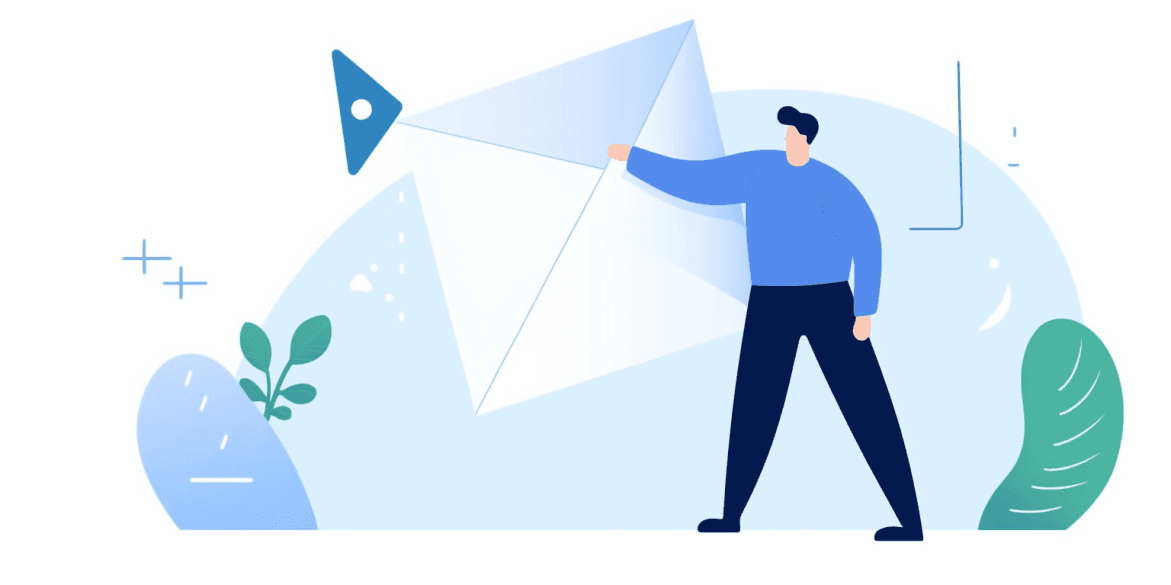 Illustration of a man holding a giant envelope
