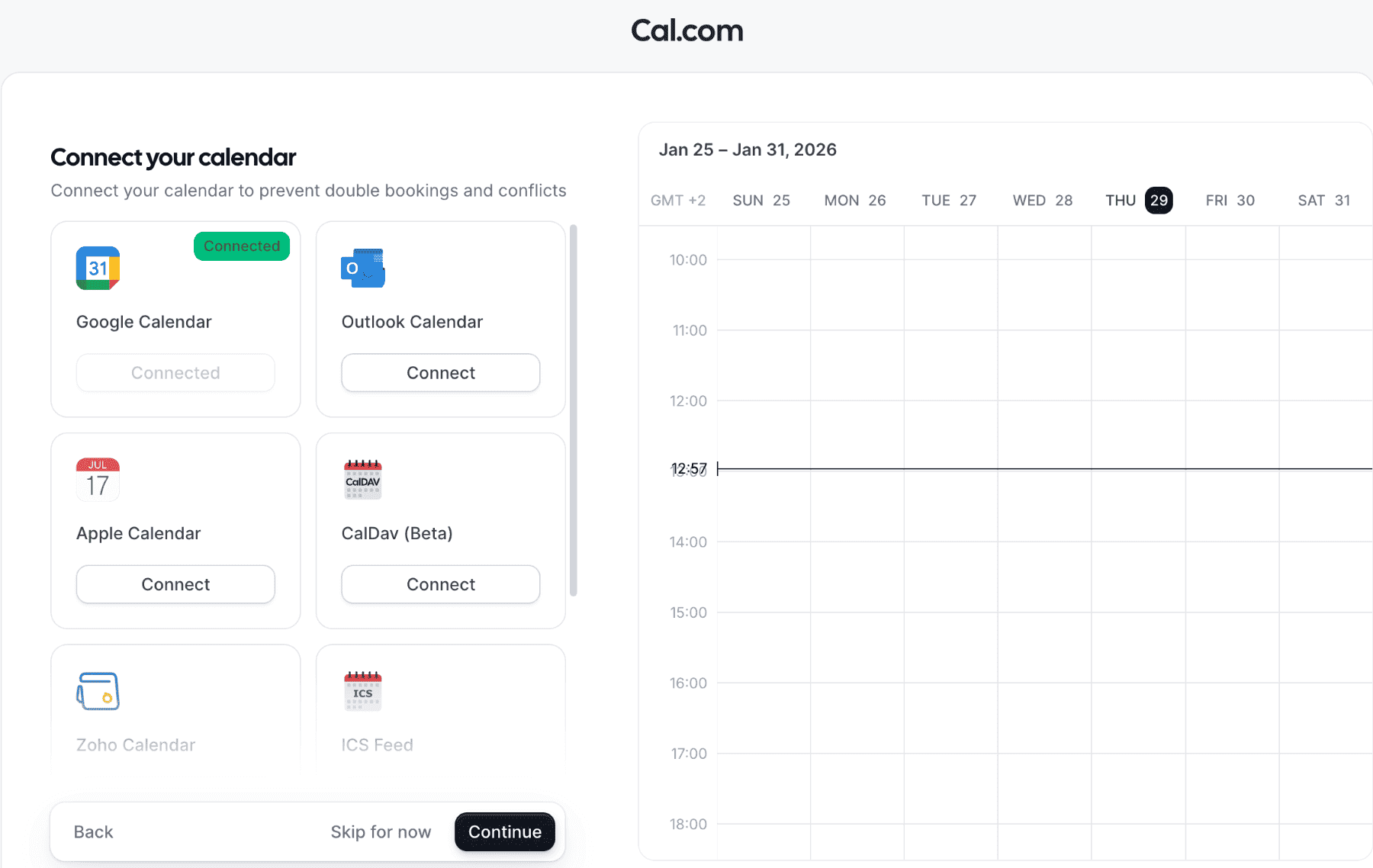connecting your calendar in Cal.com