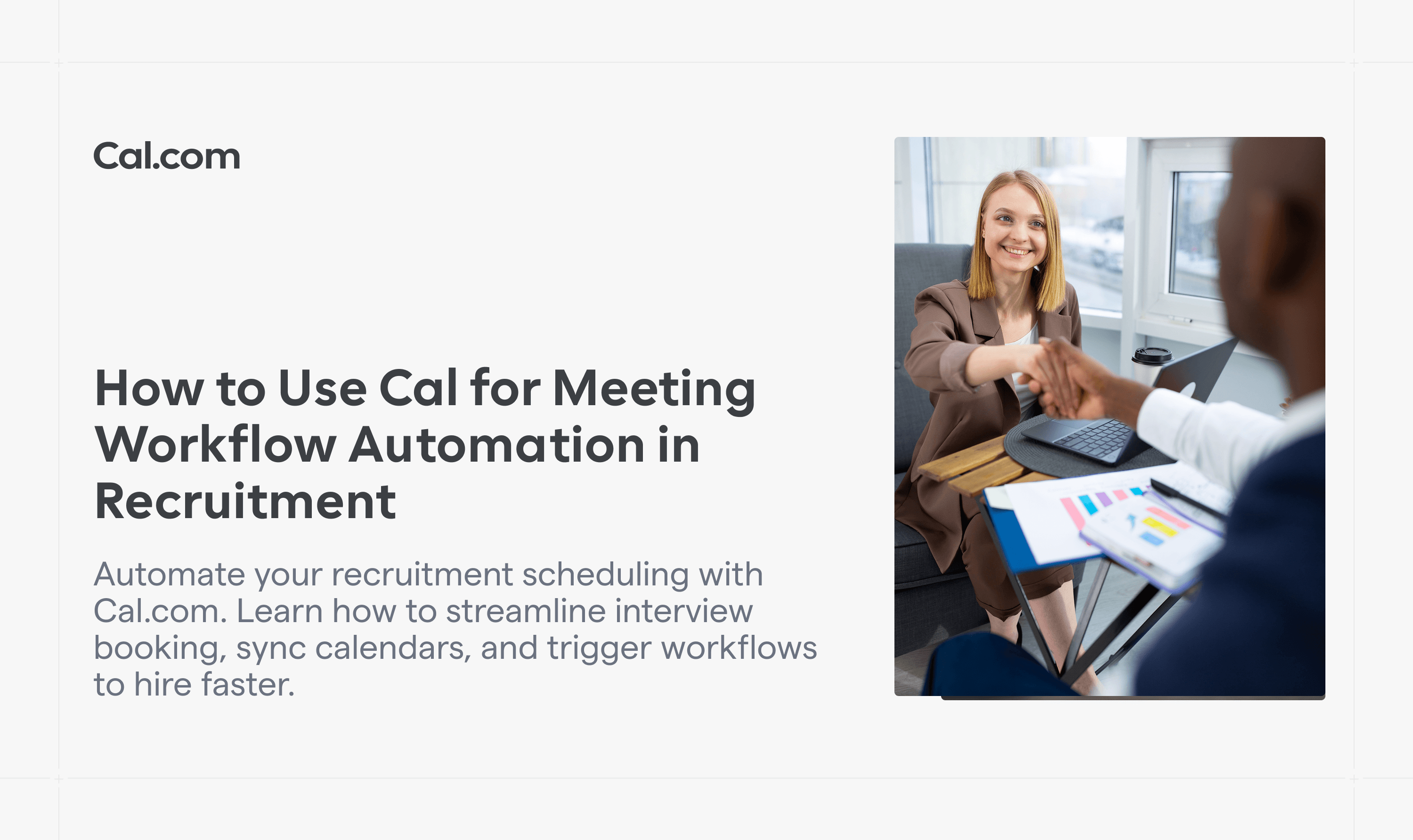 Cal.com blog banner for recruitment workflow automation