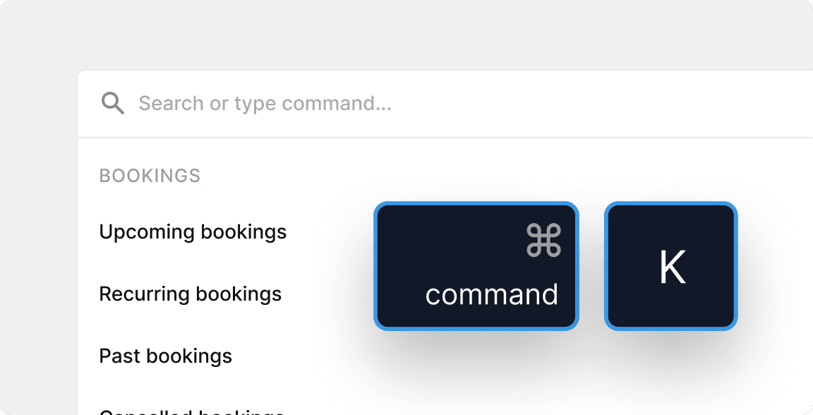 Screenshot of Cal.com command palette search