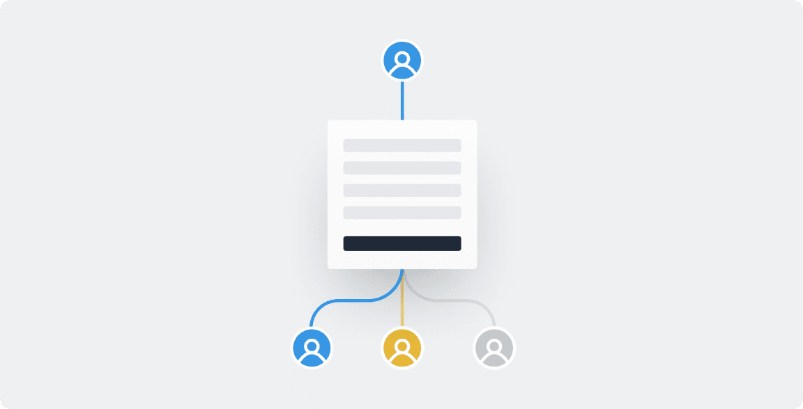 Illustration of a document routing to team members