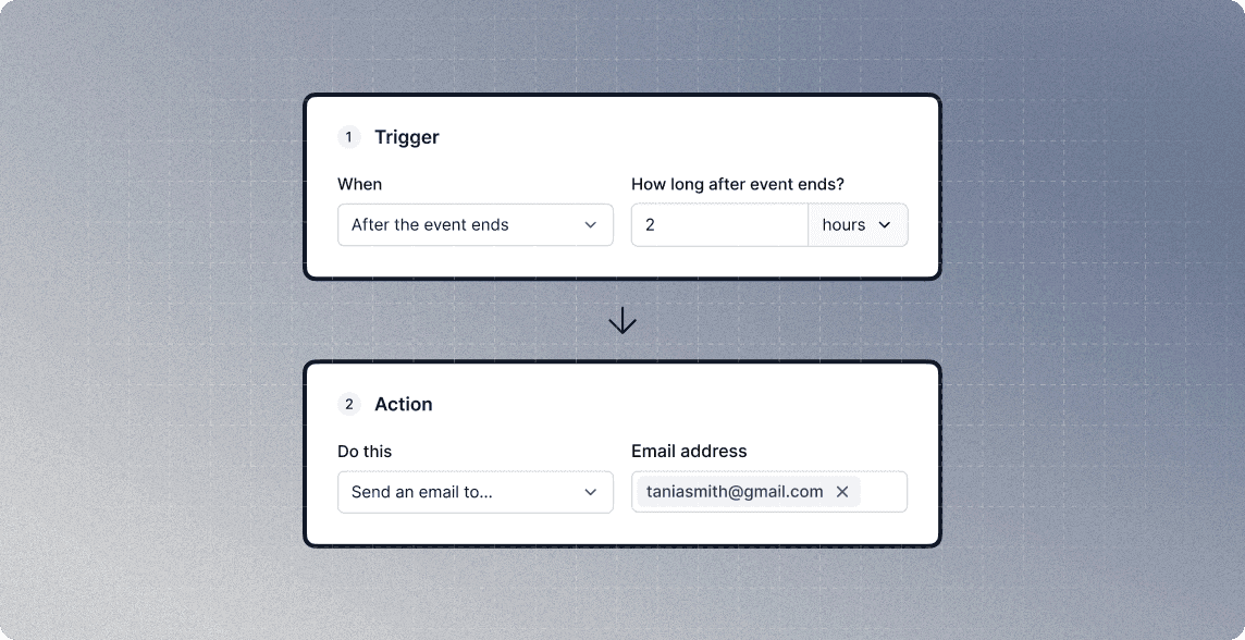 Cal.com workflow trigger and email action builder