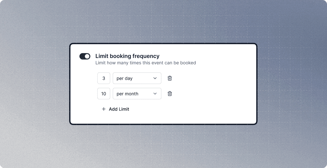 Cal.com limit booking frequency settings screenshot