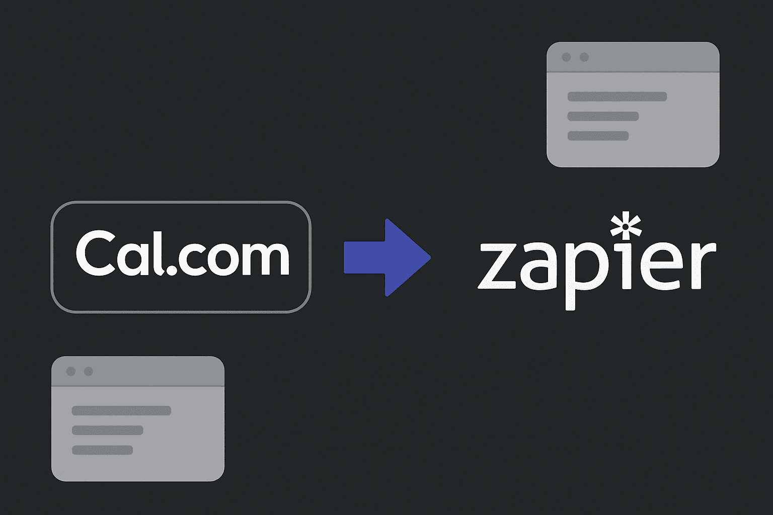 Cal.com and Zapier logos connected by an arrow