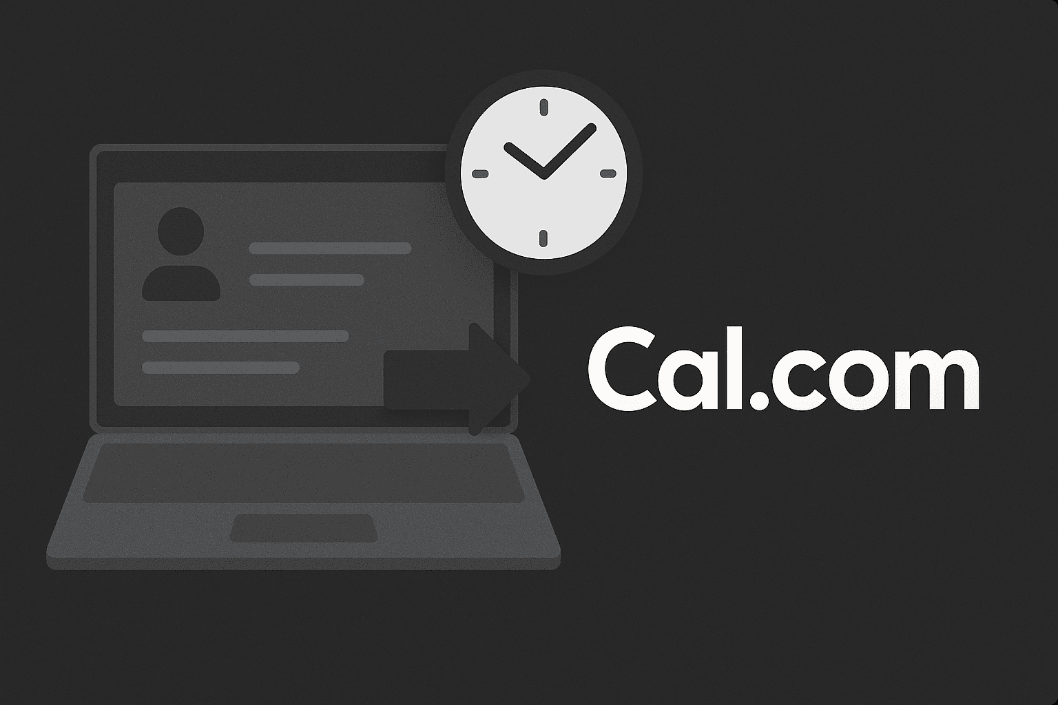 Laptop with recurring meeting clock icon and Cal.com logo