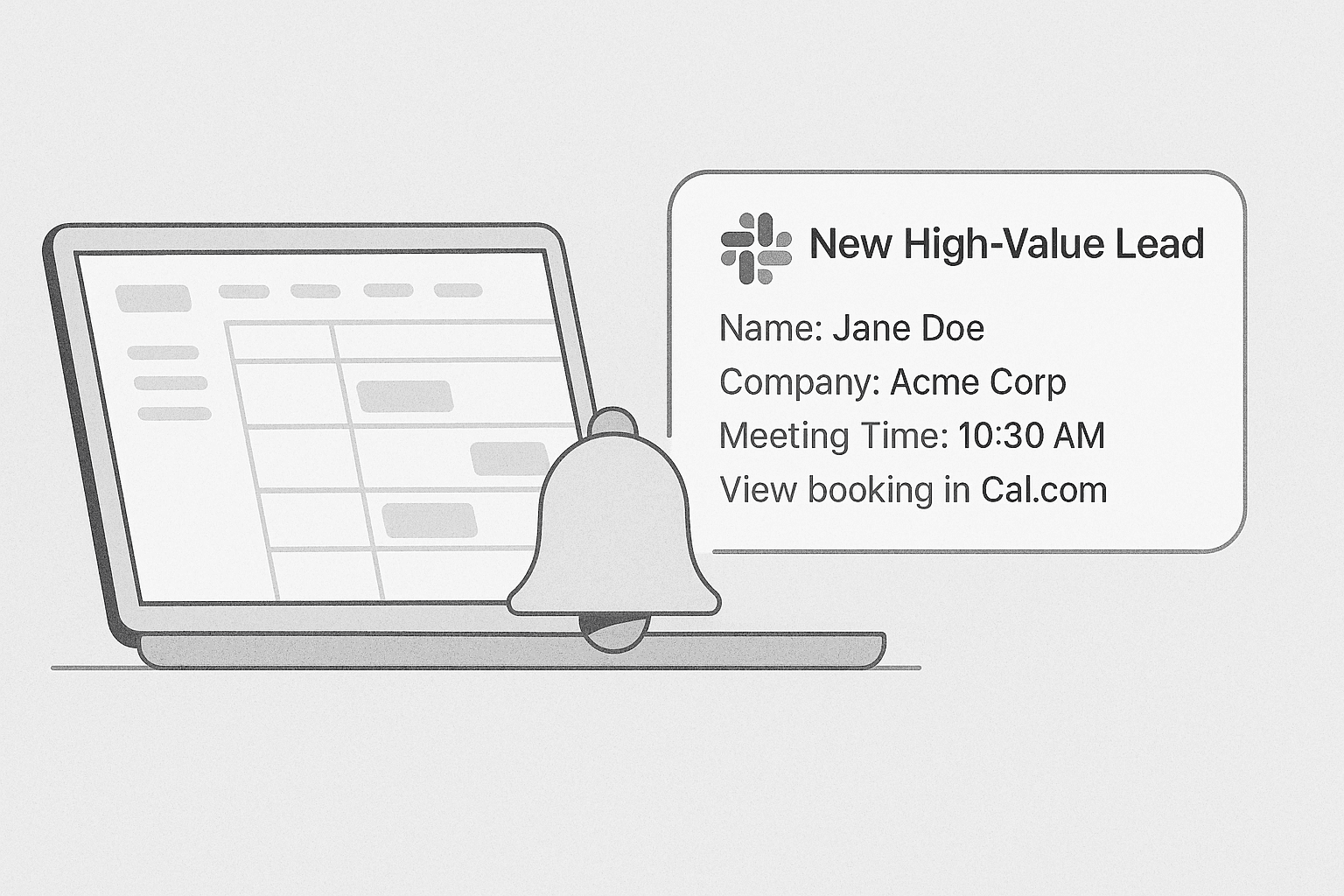 Illustration of a laptop with a high-value lead alert