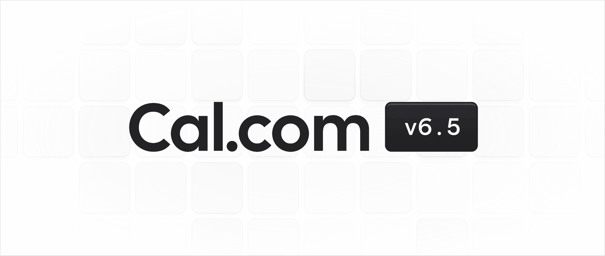 Cal.com v6.5 logo on a patterned light background