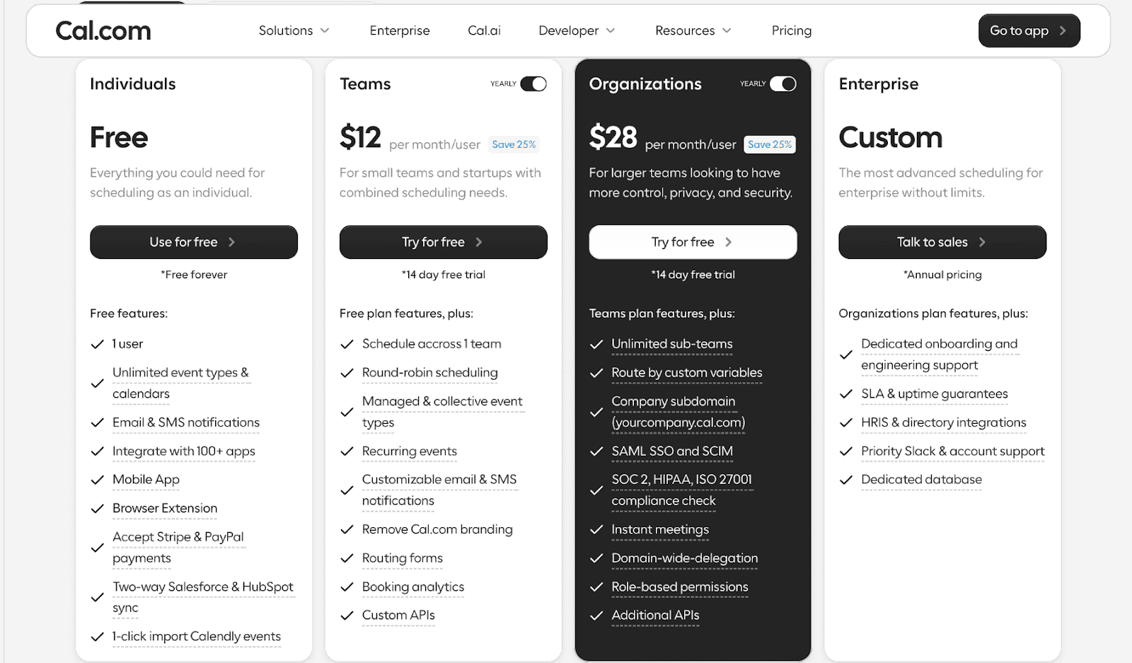 Cal.com pricing