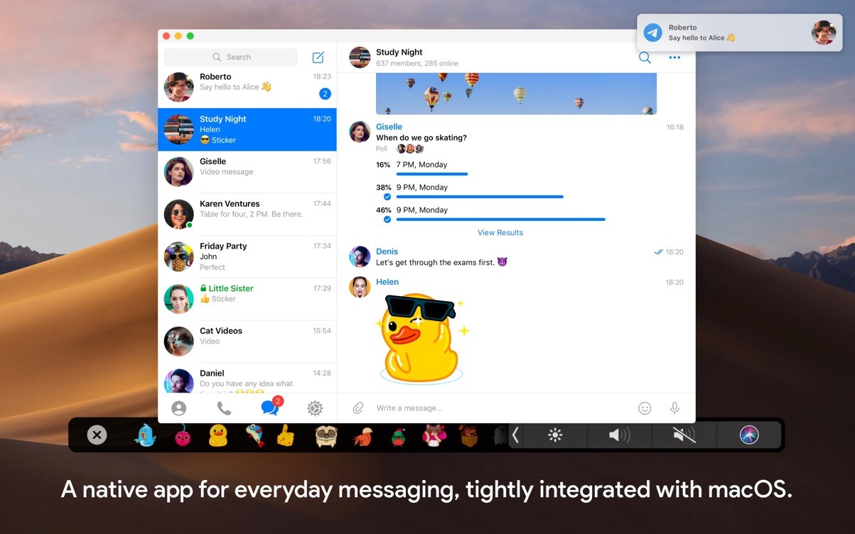 Screenshot of Telegram desktop app on macOS