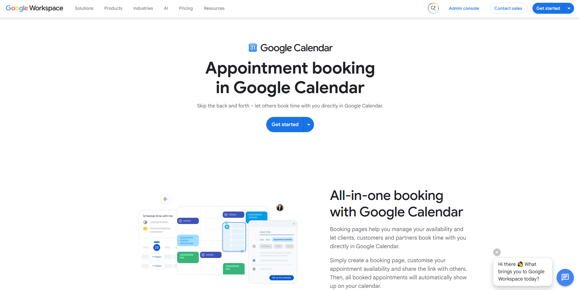 Google Appointment Scheduler homepage
