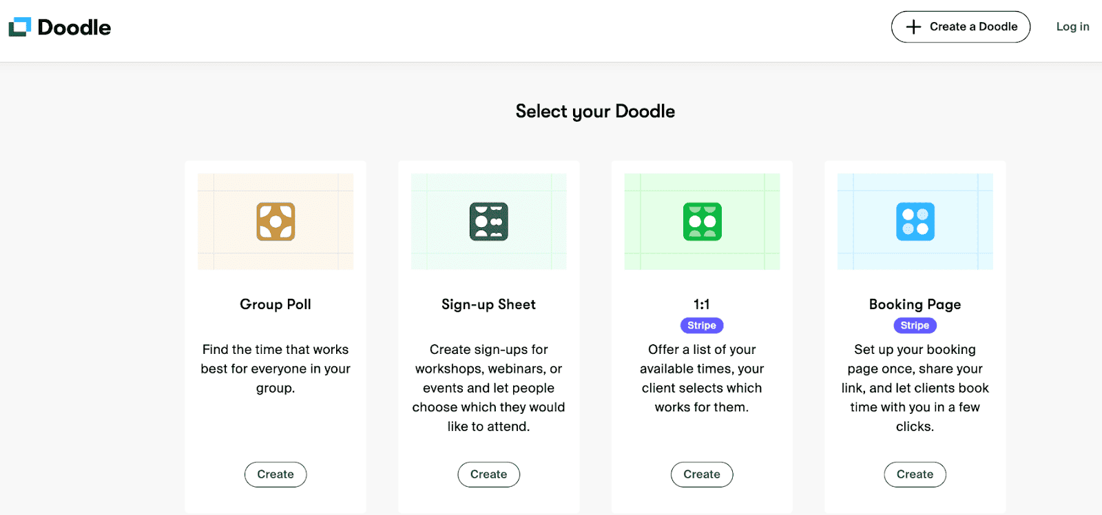 Doodle product selection page