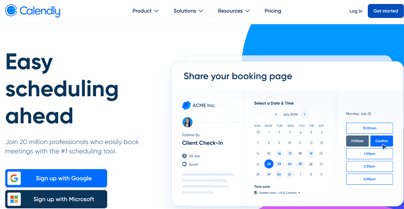 Calendly homepage