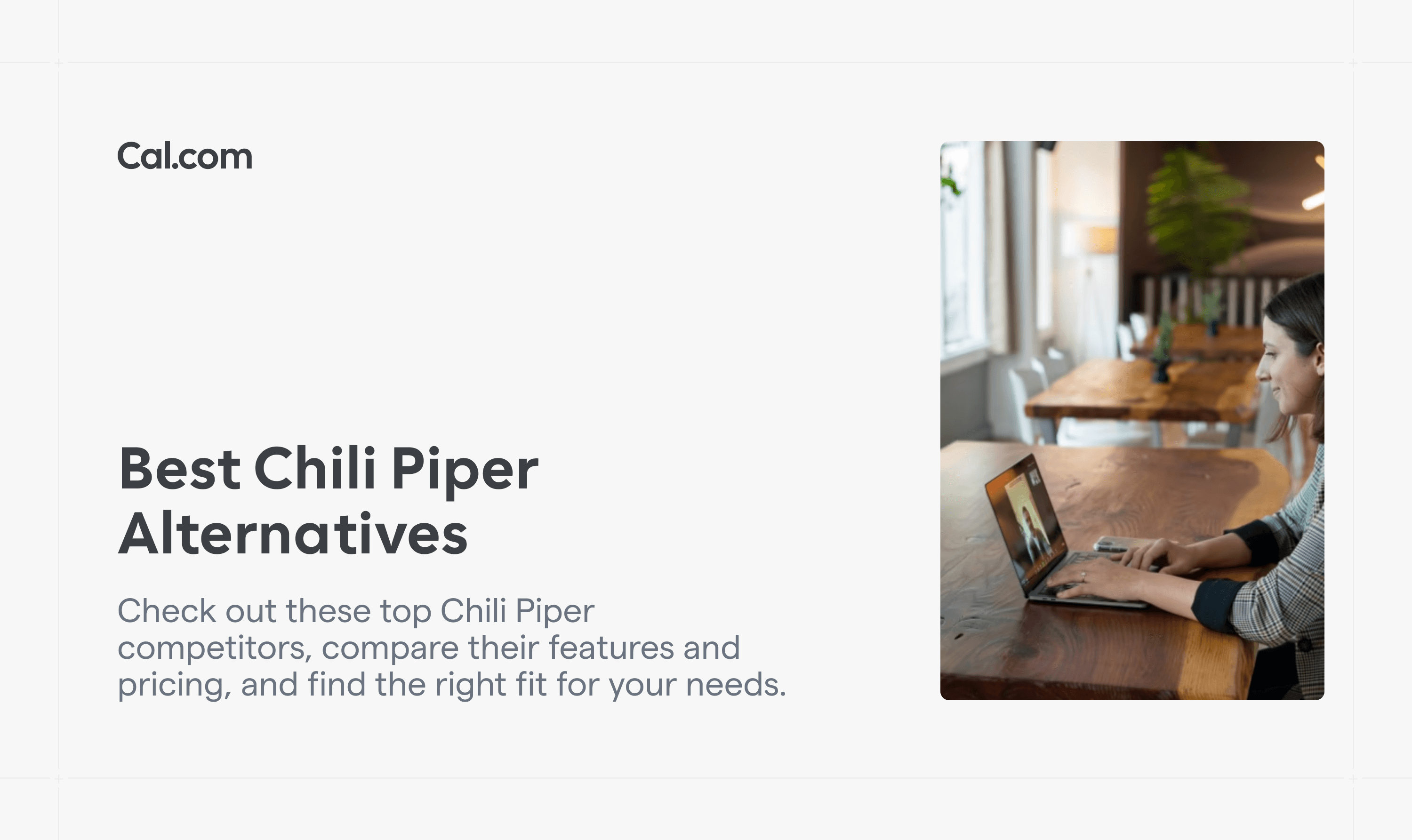 Woman working on laptop with Chili Piper Alternatives headline