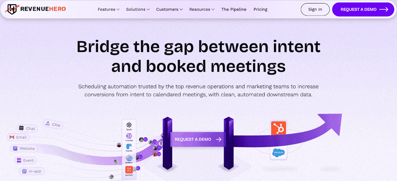 Home page screenshot of RevenueHero