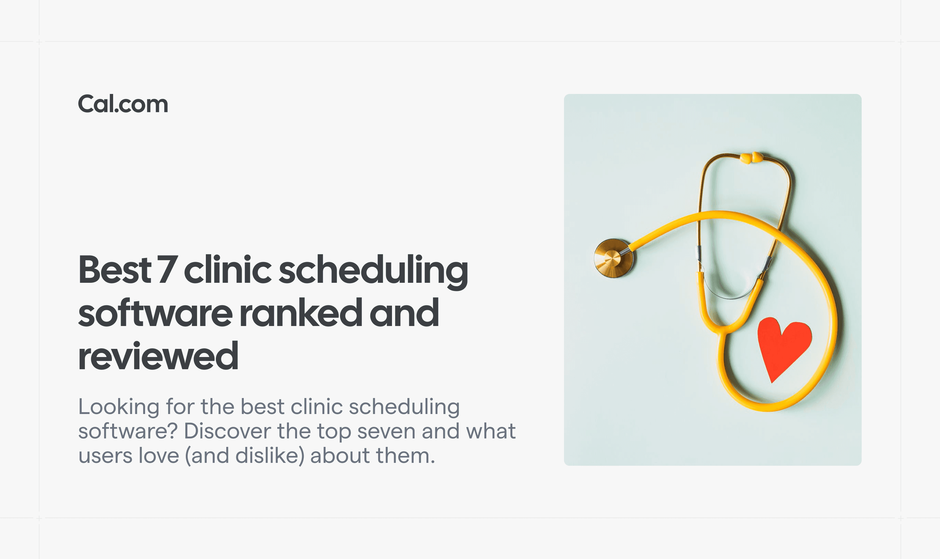 Stethoscope with heart beside clinic scheduling headline