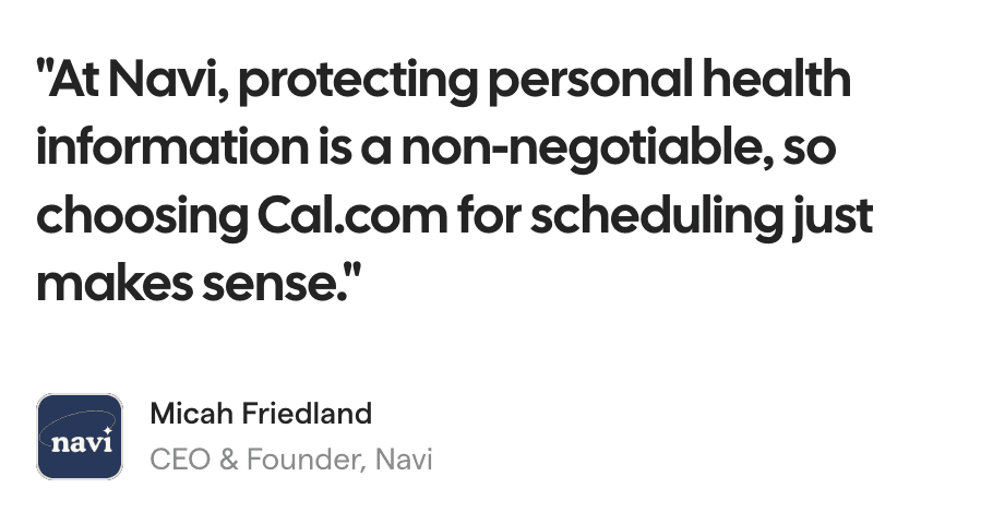 Navi testimonial for Cal.com