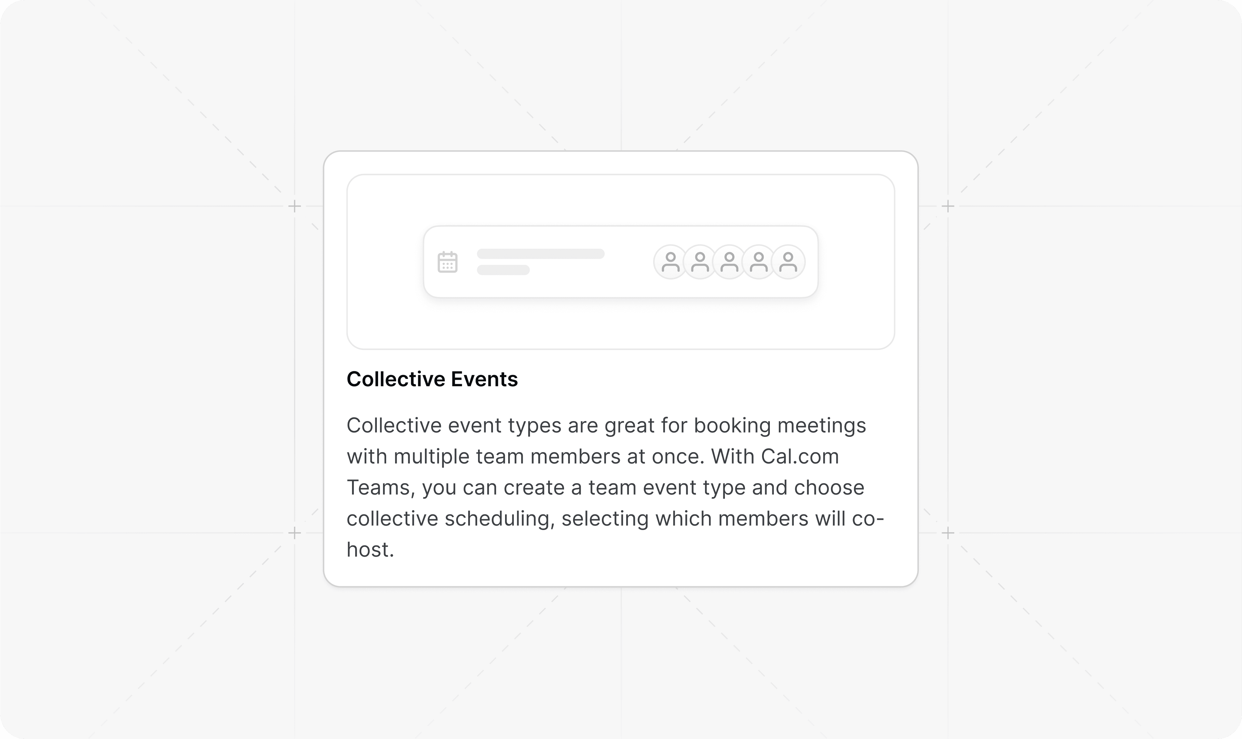 Collective Events feature card with attendee avatars