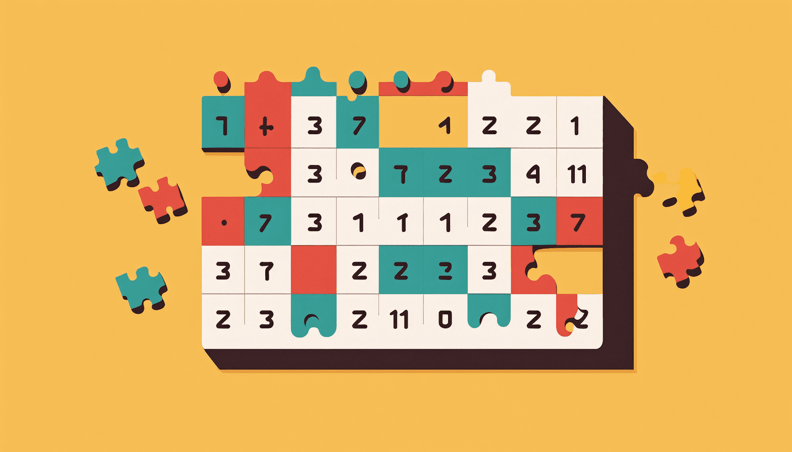 Abstract illustration of a numbered puzzle
