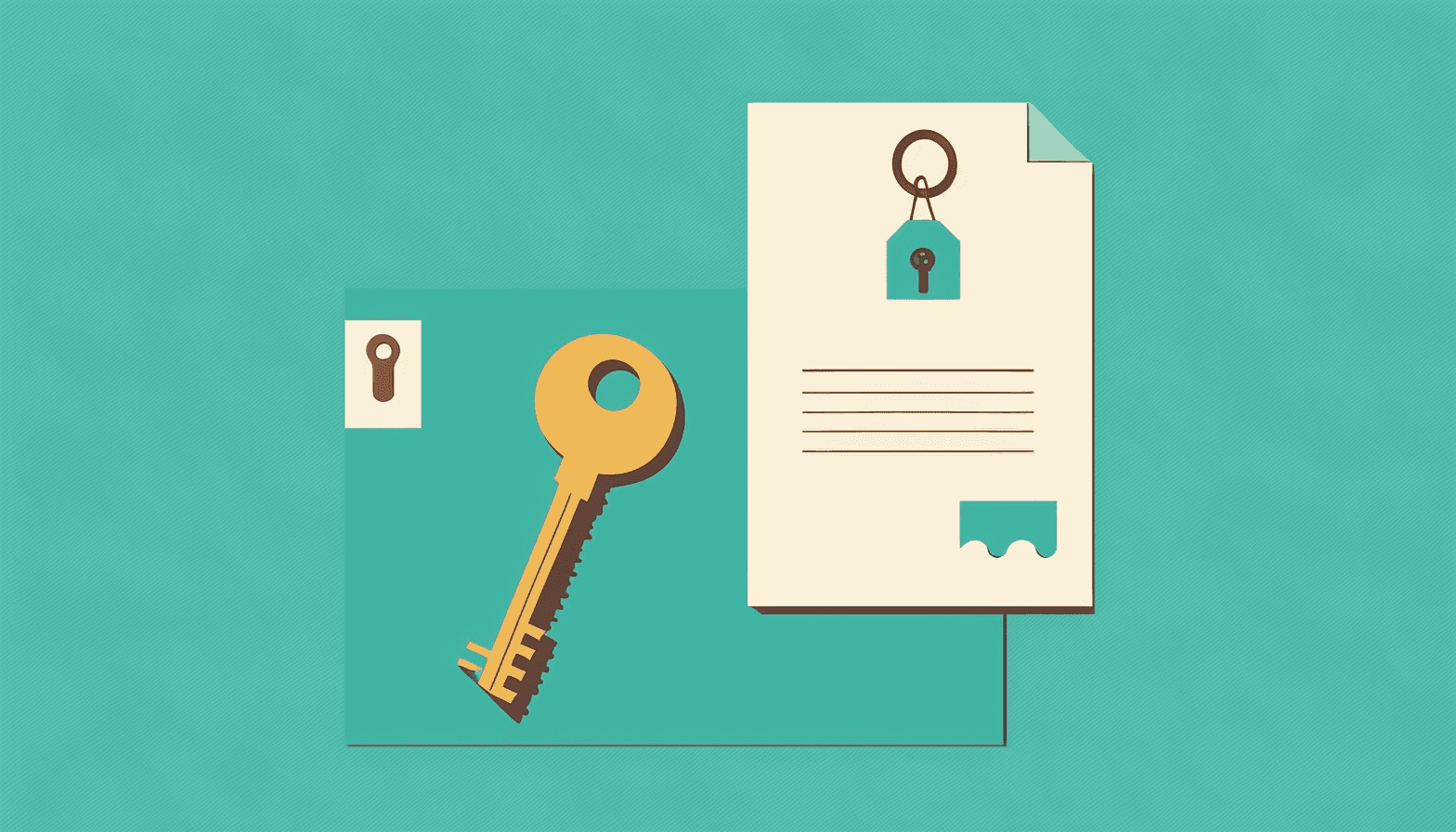 Illustration of a key and a locked document