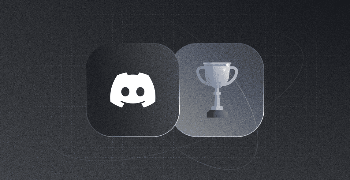 Discord and trophy icons on a dark background