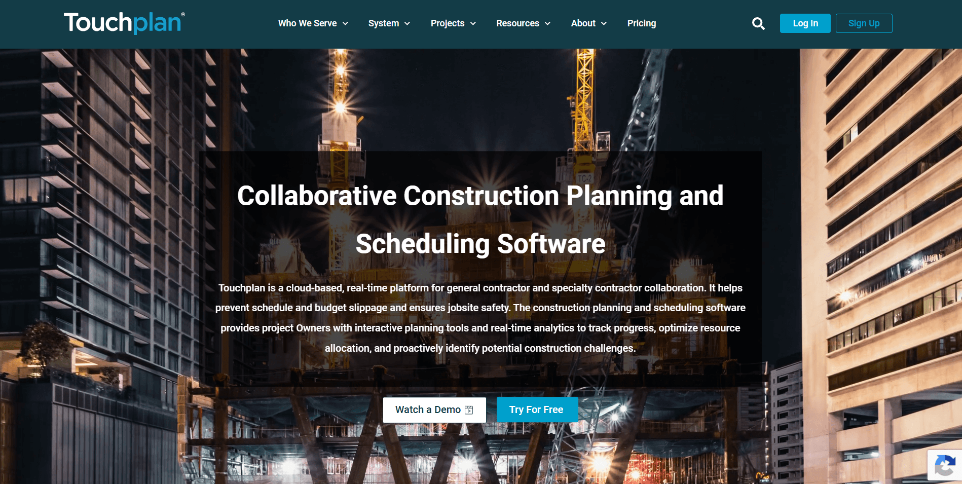 Touchplan construction planning software homepage