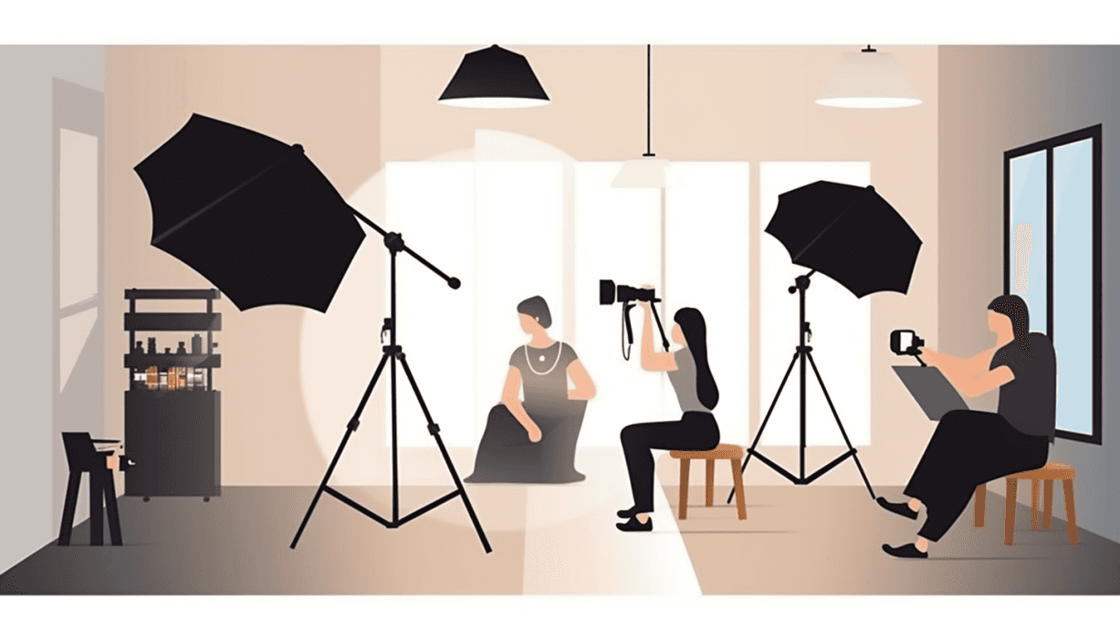 Illustration of a photo studio shoot