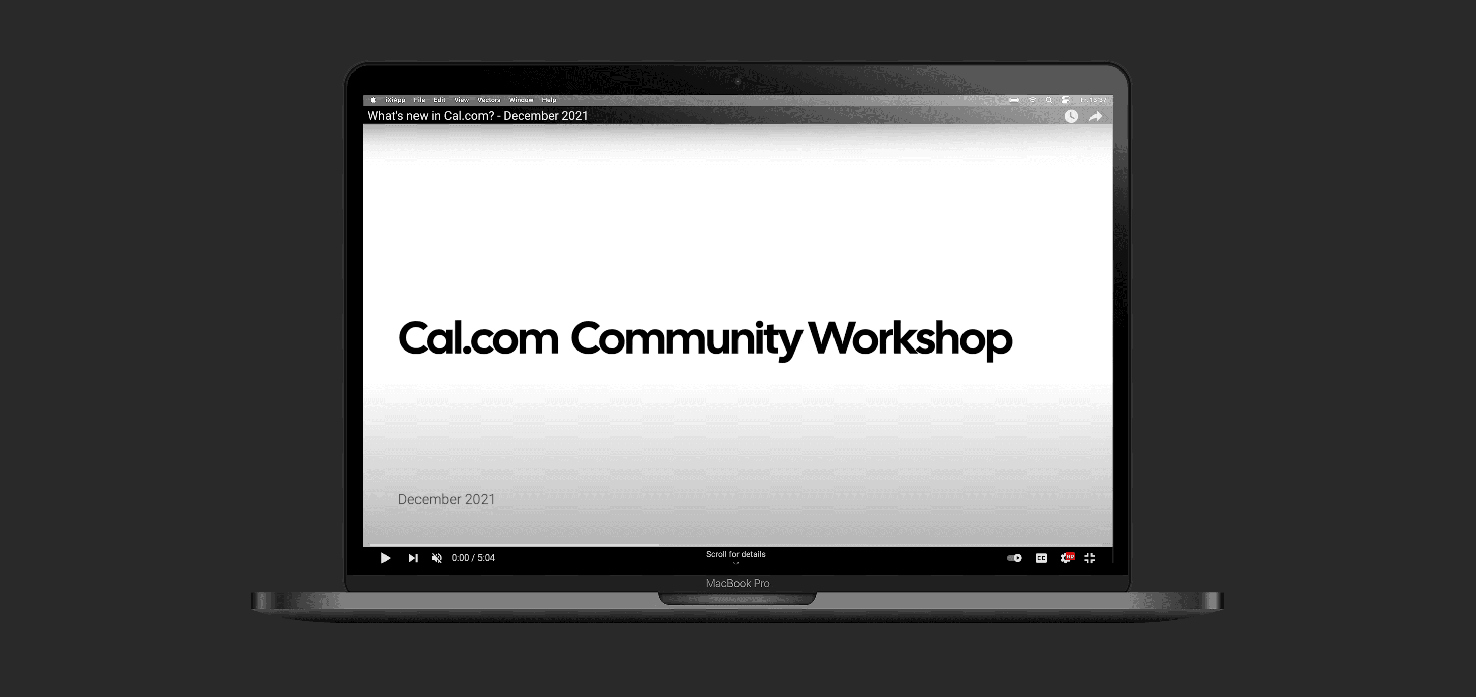 Laptop screen showing Cal.com Community Workshop title slide