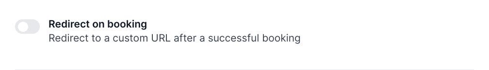Cal.com redirect on booking toggle setting