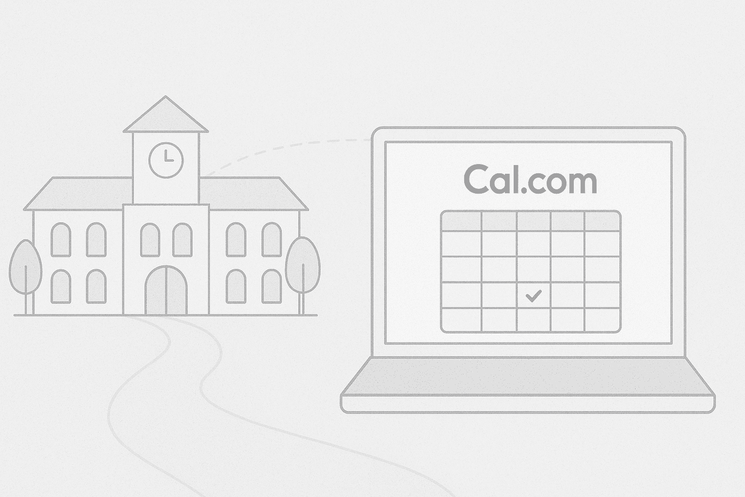 Illustration of a school linking to a calendar laptop
