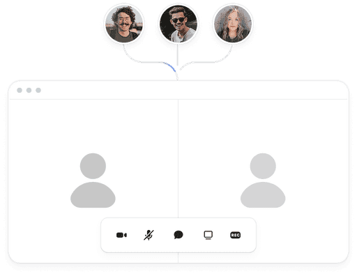 Illustration of a video call interface with participants