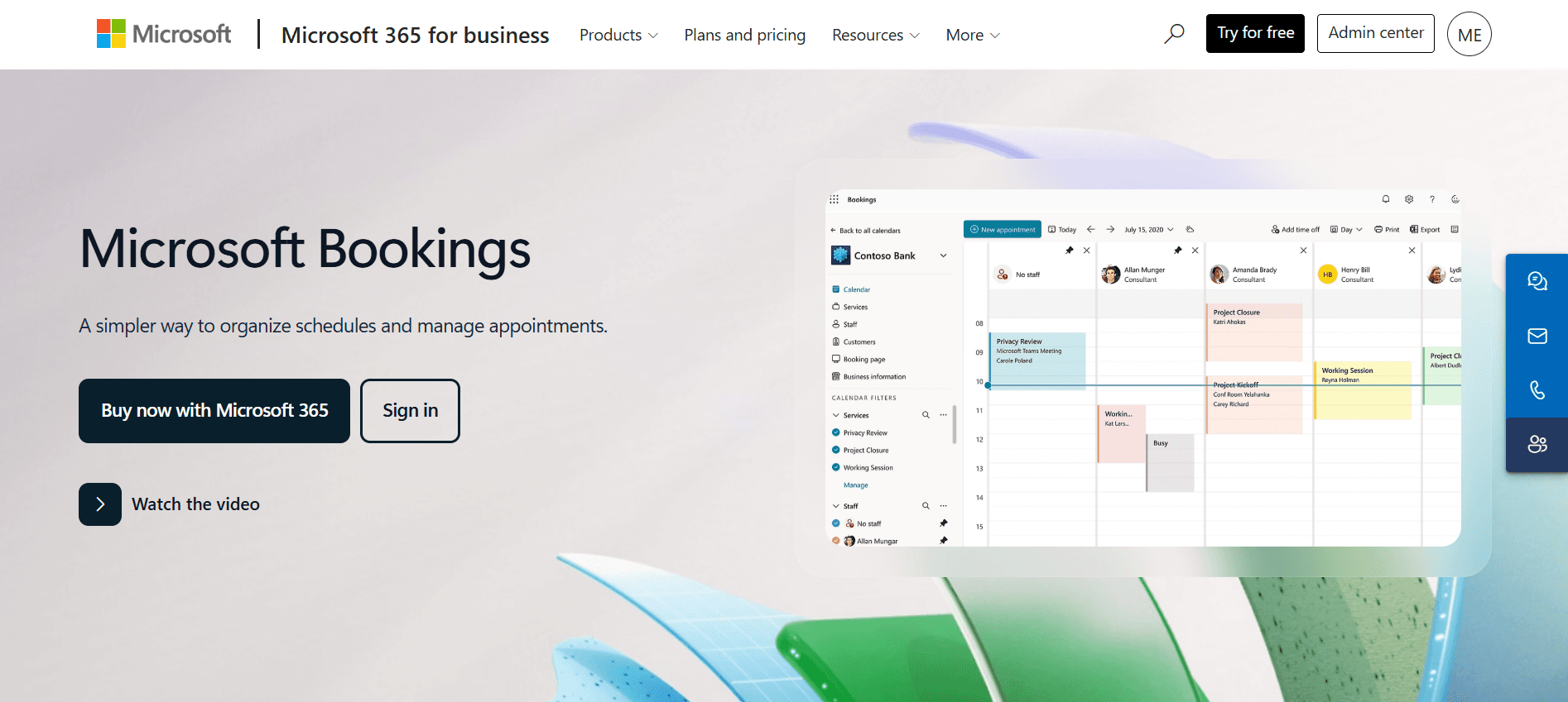 Microsoft Bookings homepage
