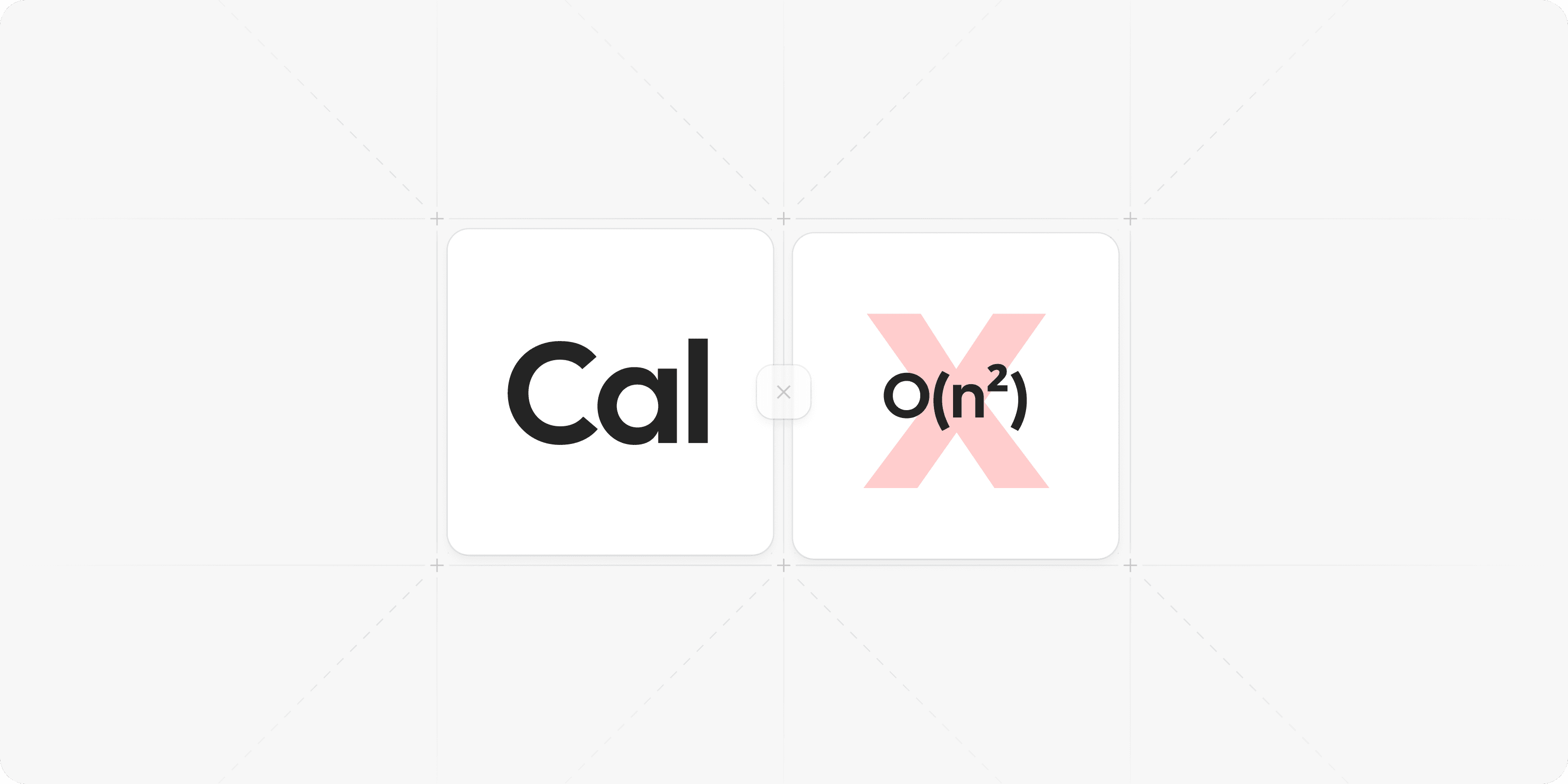 Cal logo beside a crossed-out O(n squared) icon