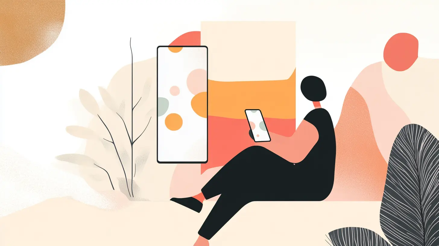Illustration of a person sitting with a phone
