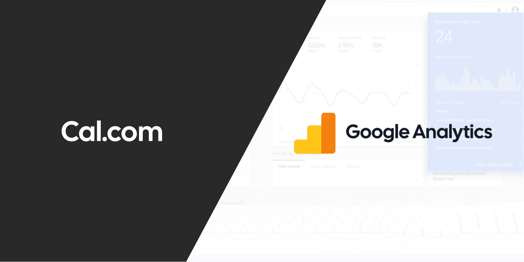 Cal.com and Google Analytics logos side by side