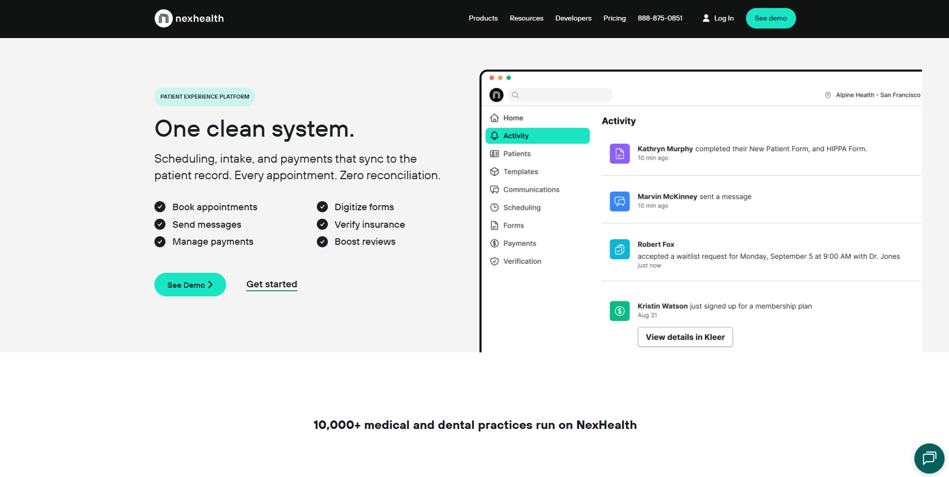 Nexhealth homepage