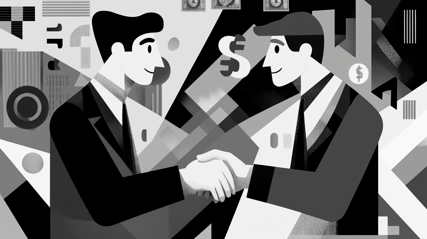 Illustration of two businessmen shaking hands