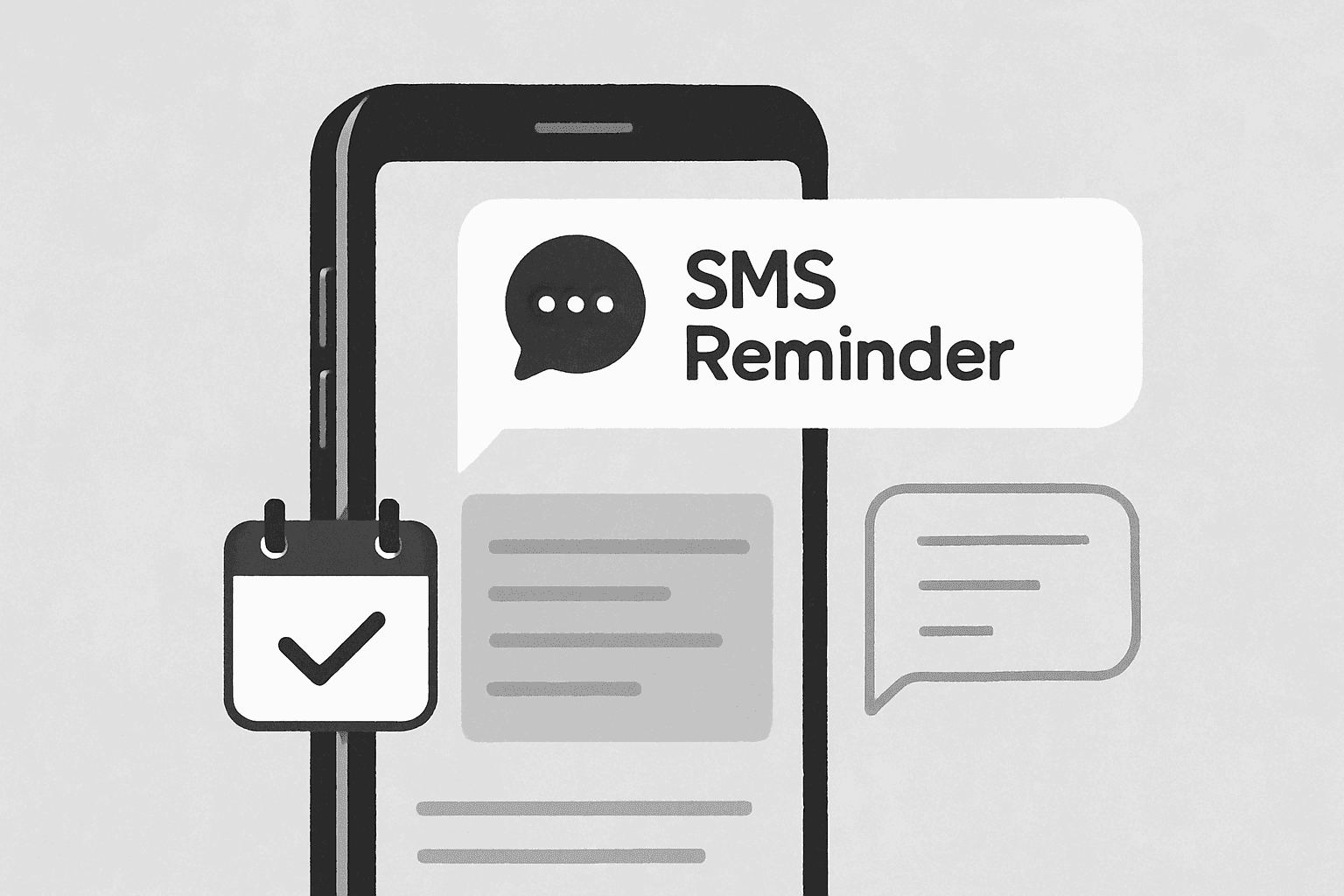 Illustration of a phone showing an SMS reminder