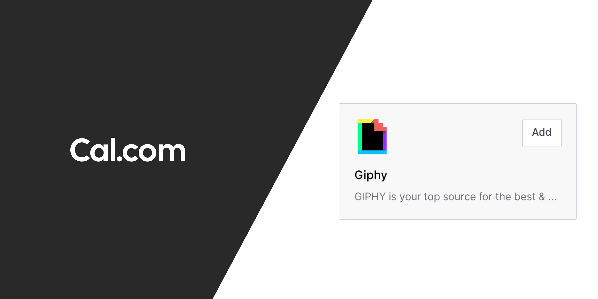 Cal.com logo beside a Giphy integration card