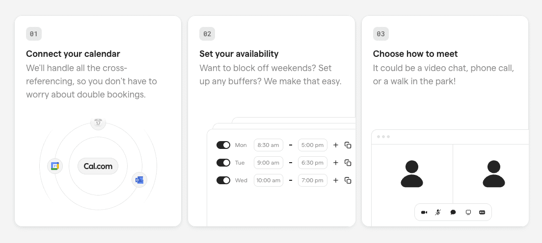 Three onboarding steps for connecting a calendar