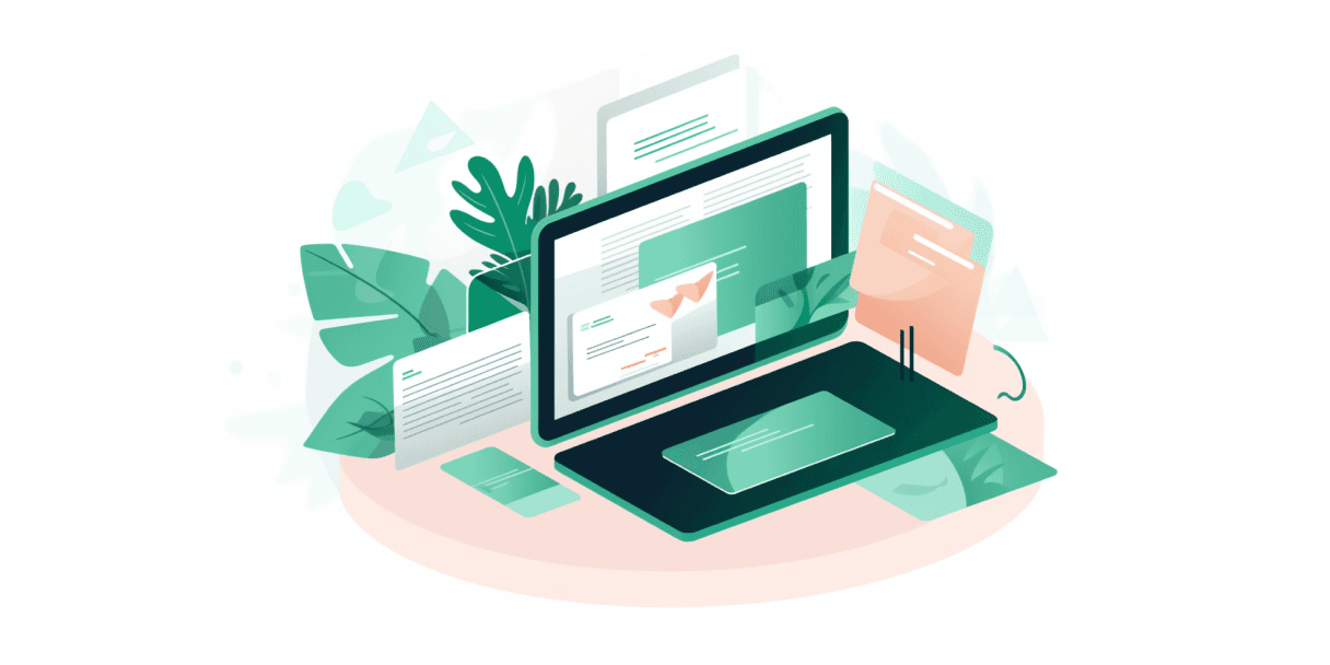 Illustration of a laptop with email and calendar icons