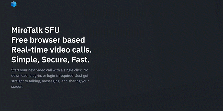 MiroTalk SFU video calling app title screen
