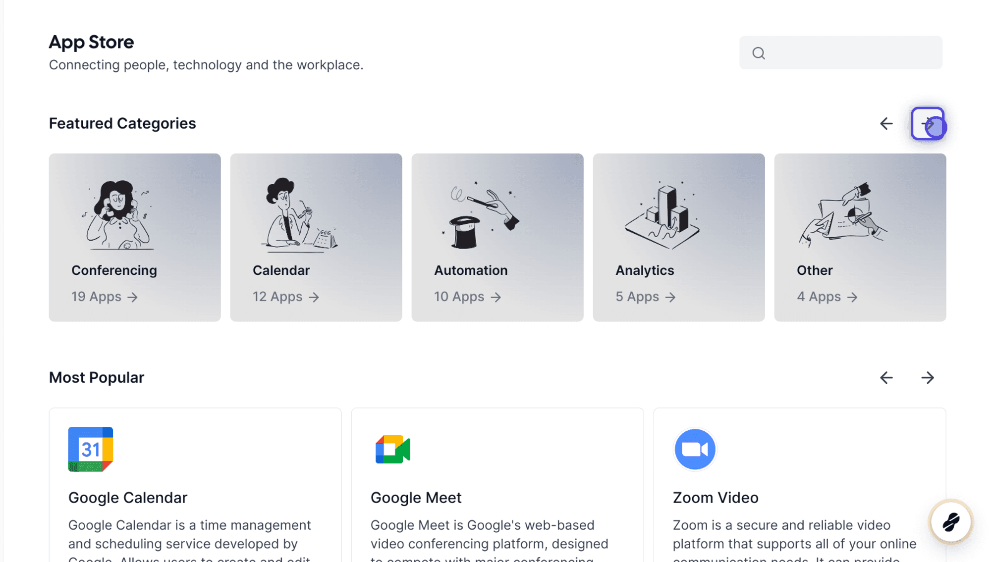 App store featured categories and popular apps list