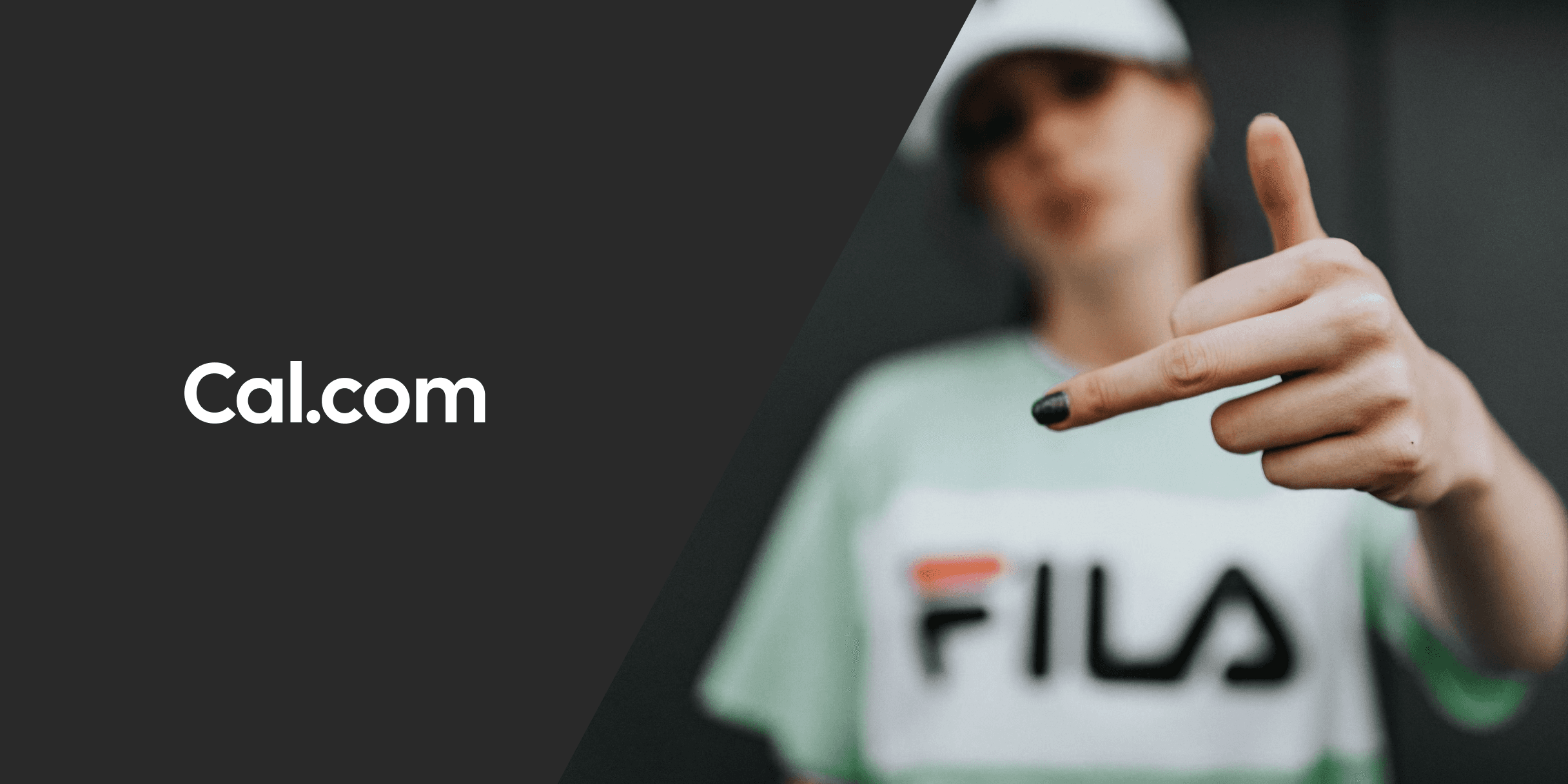 Cal.com logo beside woman making rude gesture