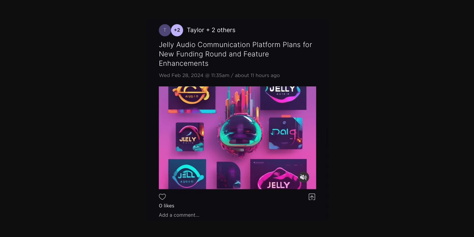 Grid of Jelly app icons in a social post