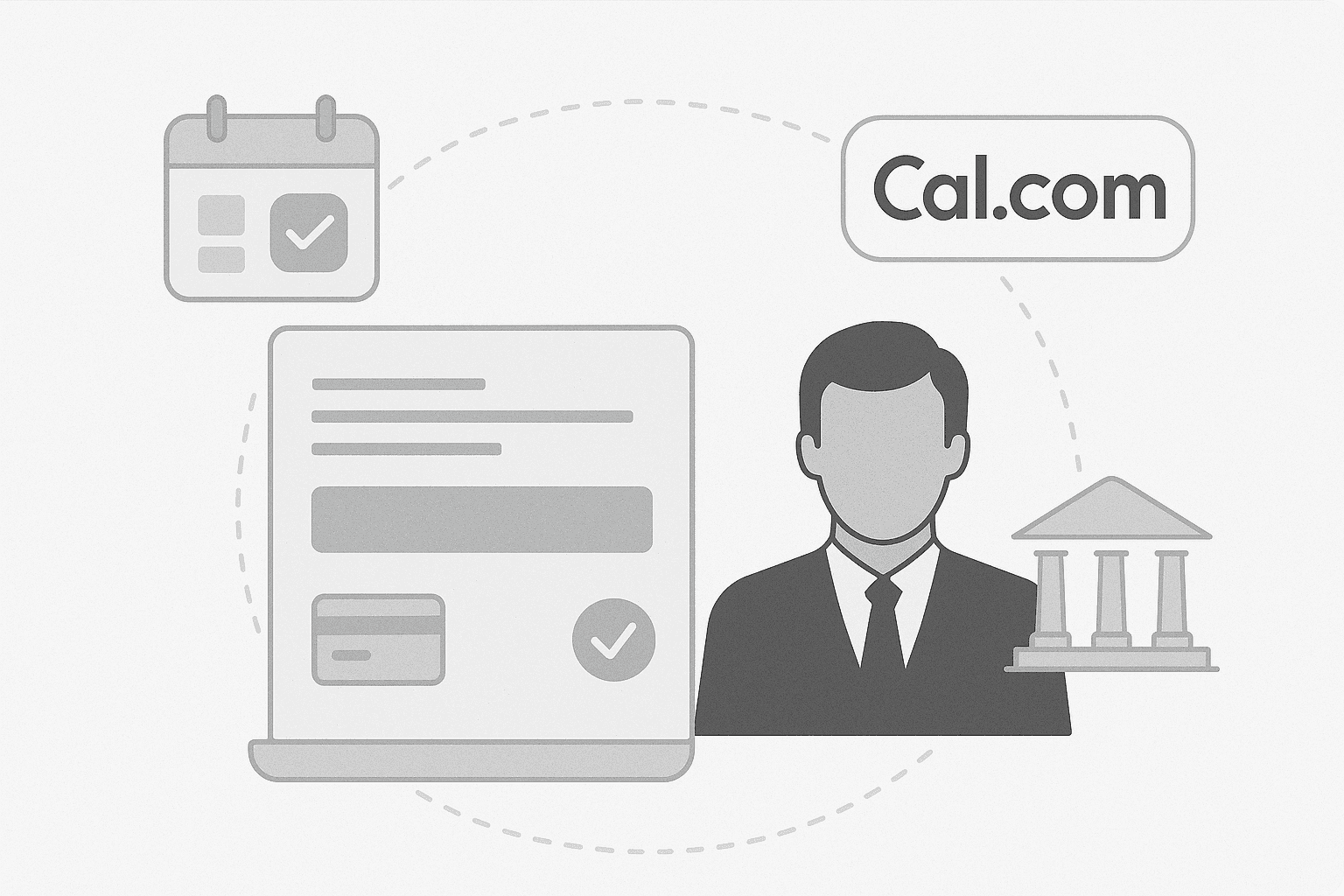 Illustration of a client profile with calendar and bank icons