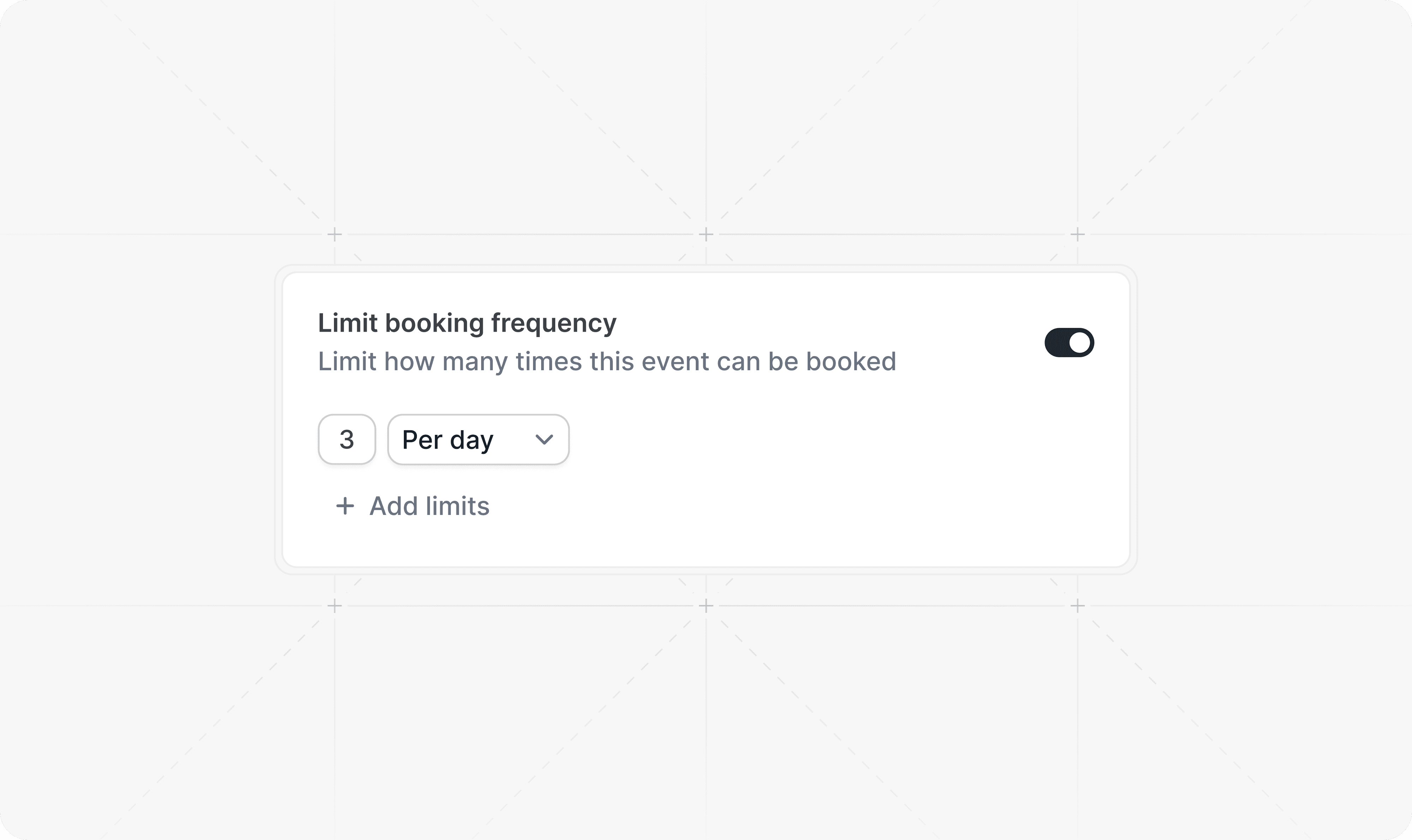 Cal.com limit booking frequency settings panel