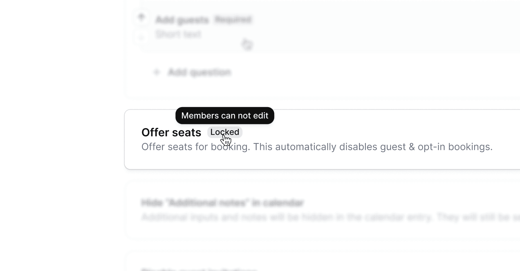 Cal.com locked offer seats booking setting
