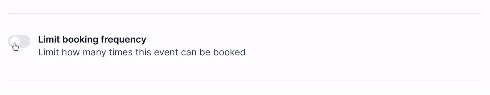 Screenshot of Cal.com limit booking frequency toggle